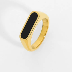 Minimal 24K Gold Plated Black Epoxy Ring For Men/Women