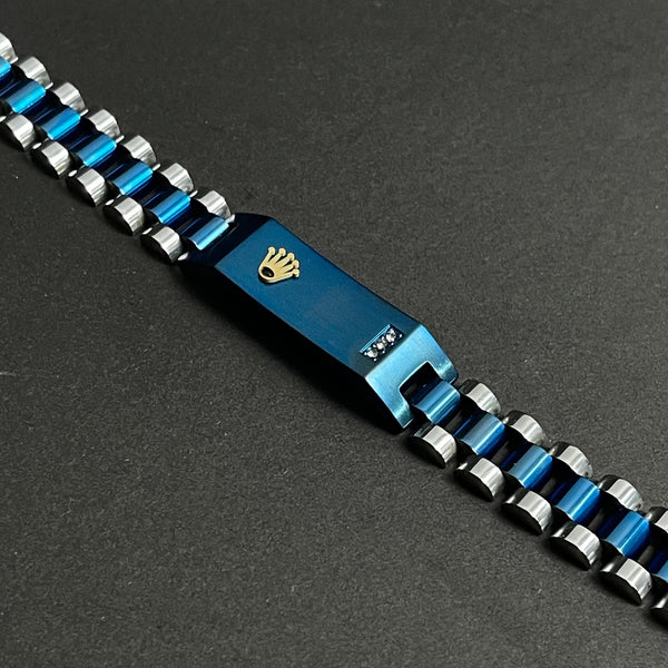 Blue Silver RLX Crown Jubilee Bracelet