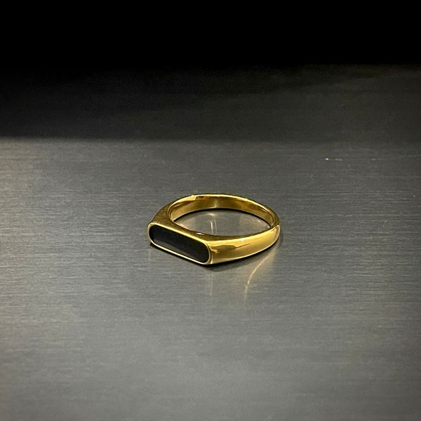 Minimal 24K Gold Plated Black Epoxy Ring For Men/Women