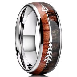 Wood Arrow Grain Titanium Ring (Silver)