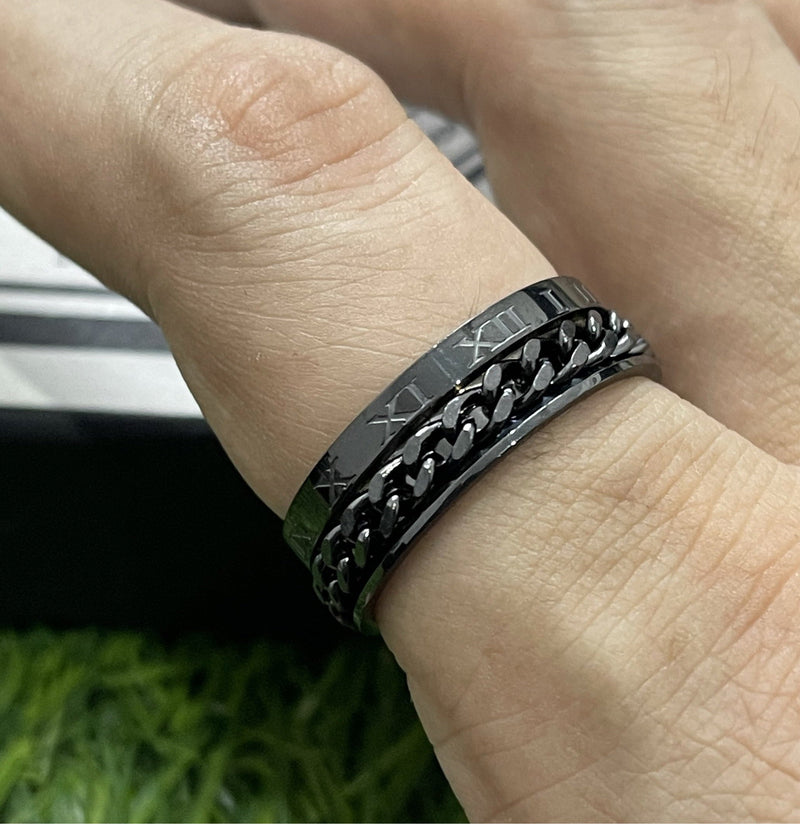 Black Rotating Spinner Ring For Men